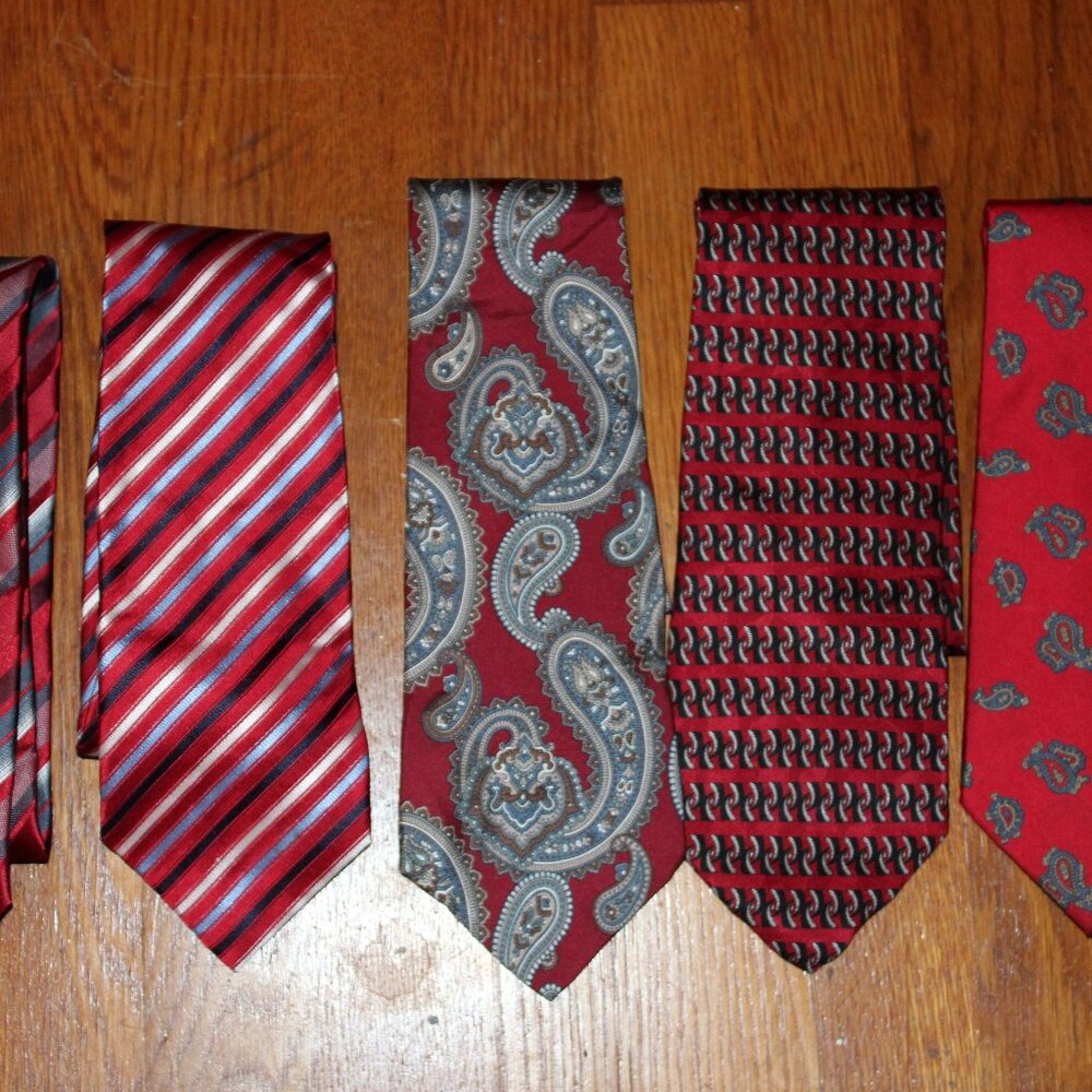 Mens tie lot of 5 red STRIPED Paisley Amoeba VINTAGE RETRO STAFFORD